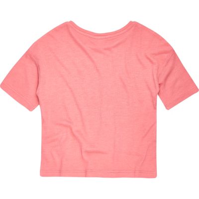 Mini girls pink reindeer print t-shirt